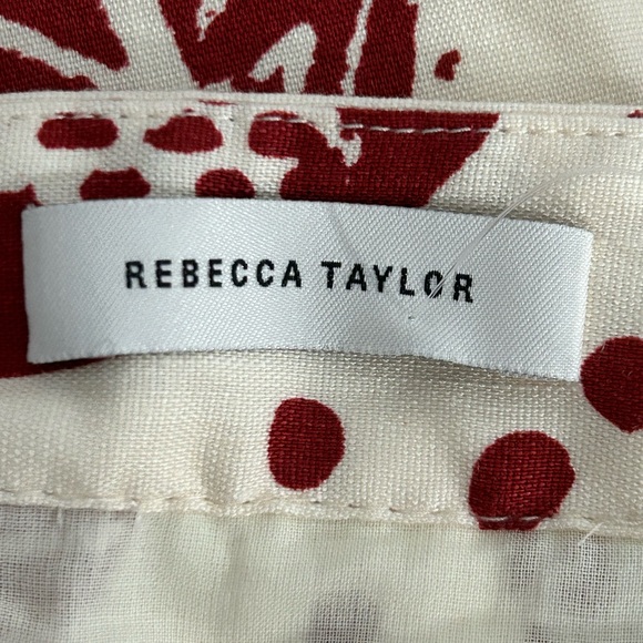 REBECCA TAYLOR Sea Shore Mini Skirt Off White Red Linen Blend Lined NWOT Size 14 - Picture 3 of 9